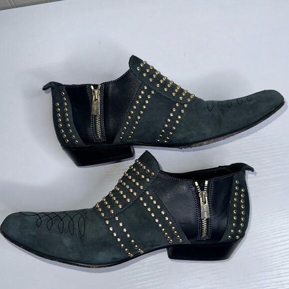 Anine Bing Charlie Low Pointed Toe Suede Studded Booties Women's US 6 Gray - Picture 4 of 8